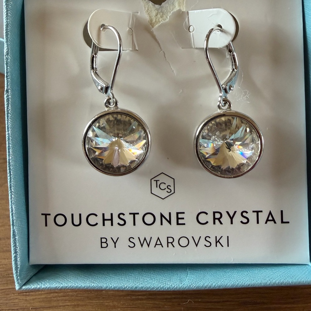 Touchstone Crystal Silver Earrings with Sparkling Accents